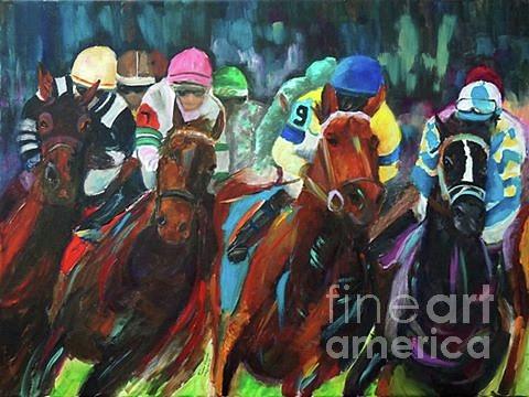 Horse Painting - The Derby by Frankie Picasso