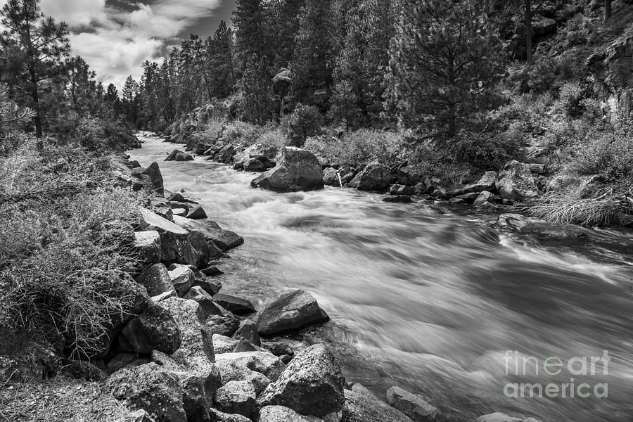 Bend Photograph - The Deschutes River in Black and White by Twenty Two North Photography
