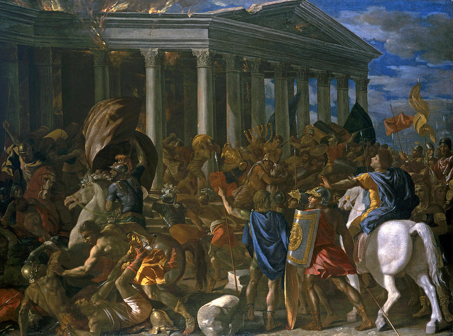 Nicolas Poussin Painting - The Destruction and Sack of the Temple of Jerusalem by Nicolas Poussin