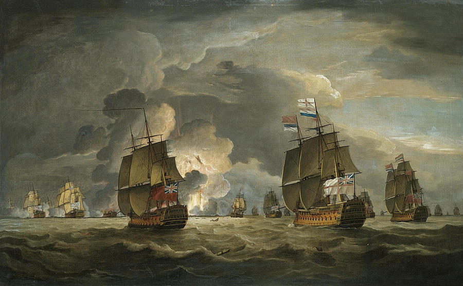The Destruction of the Santo Domingo. The Battle of Cape St Vincent 16th January 1780 Painting by Thomas Luny
