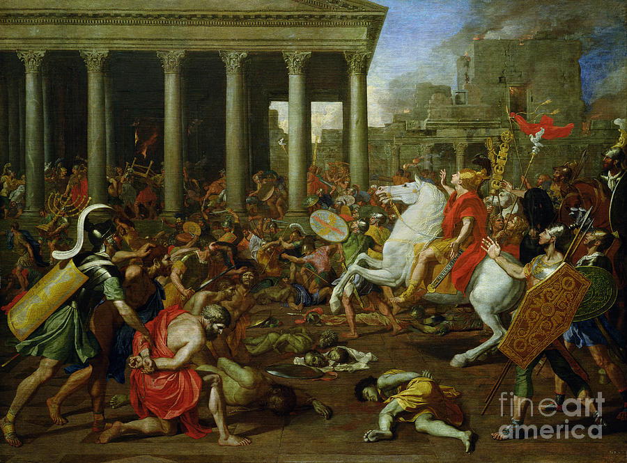 The Painting - The Destruction of the Temples in Jerusalem by Titus by Nicolas Poussin