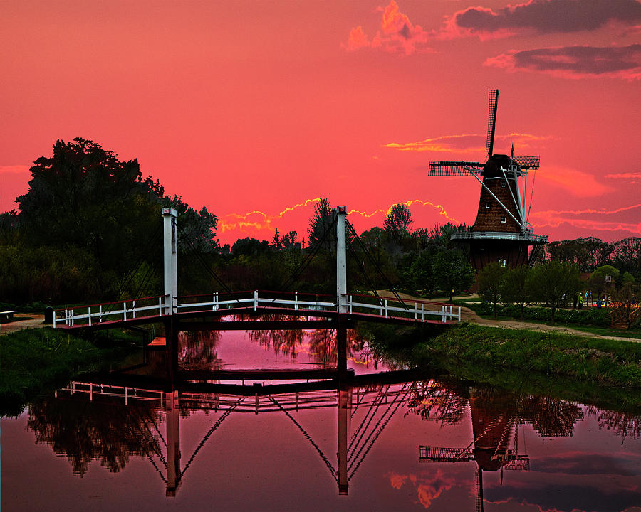 The deZwaan Dutch Windmill at Sunset Photograph by Randall Nyhof
