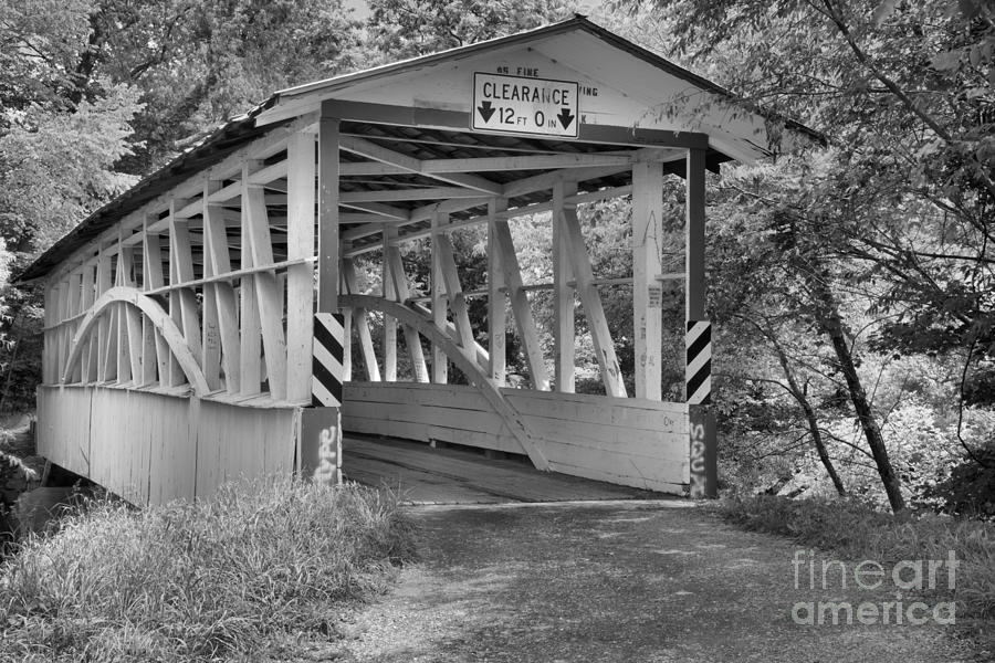 The Diehls Covered Bridge Black And White Photograph by Adam Jewell