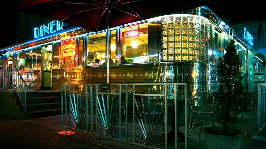 Miami Photograph - The Diner by Night by Dieter  Lesche