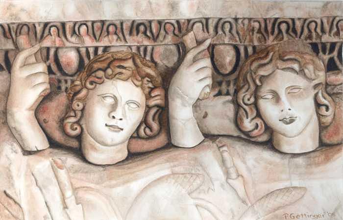 Greek Painting - The Dioscuri Castor and Polydeuces by Patti Gettinger Greek Painting - The Dioscuri Castor and Polydeuces by Patti Gettinger