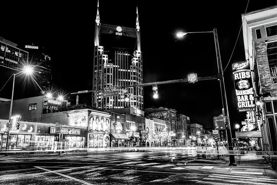 The District - Nashville Tennessee Black and White Photograph by Gregory Ballos