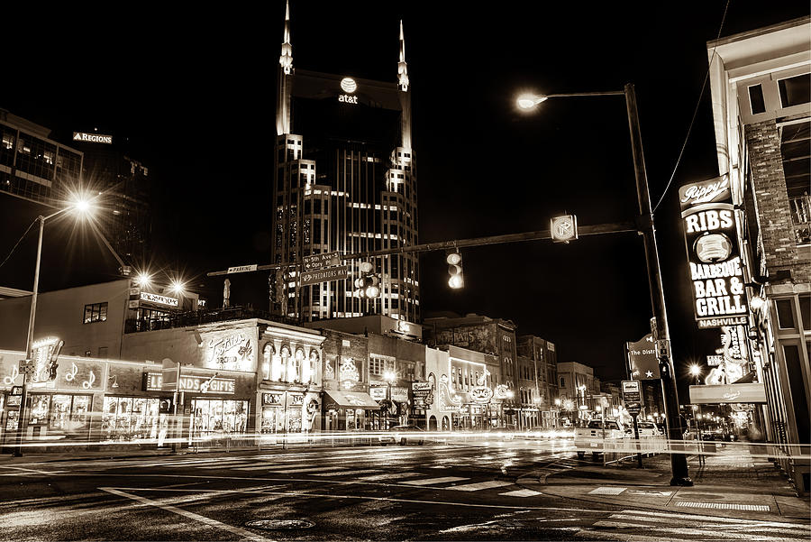 The District - Nashville Tennessee Sepia Photograph by Gregory Ballos