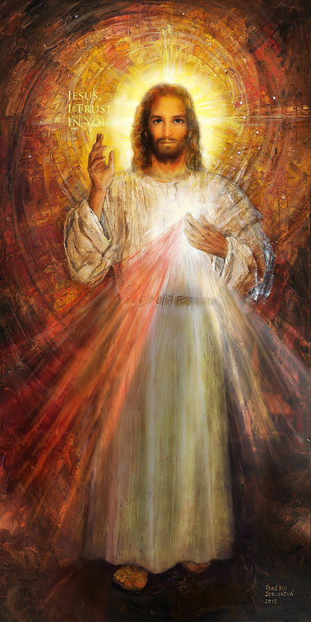 Portrait Painting - The Divine Mercy,  Jesus I Trust in You - 2 by Terezia Sedlakova