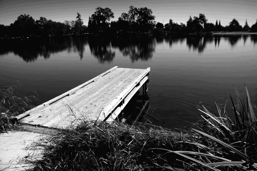 The Dock At Lodi Lake B and W Photograph by Joyce Dickens