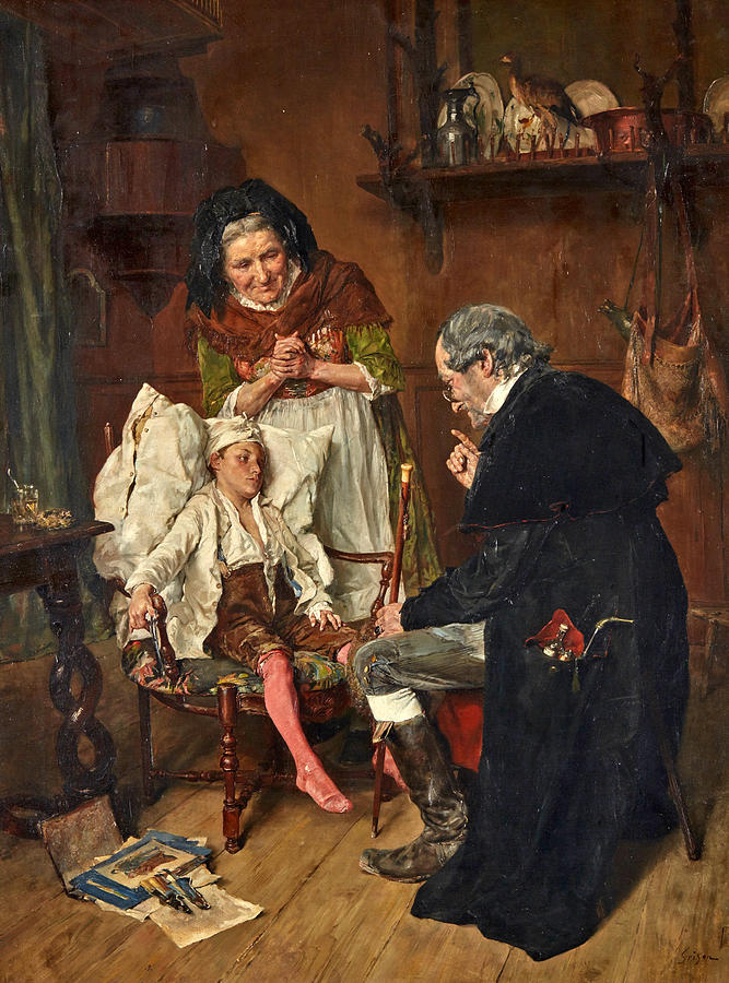 The Doctor Painting by Francois-Adolphe Grison