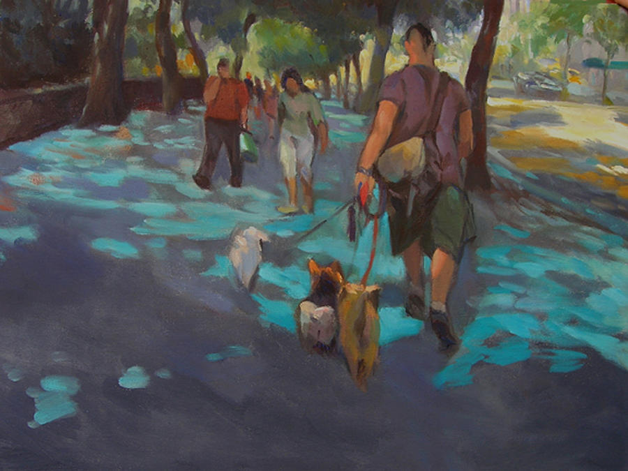 The Dog Walker Painting by Merle Keller