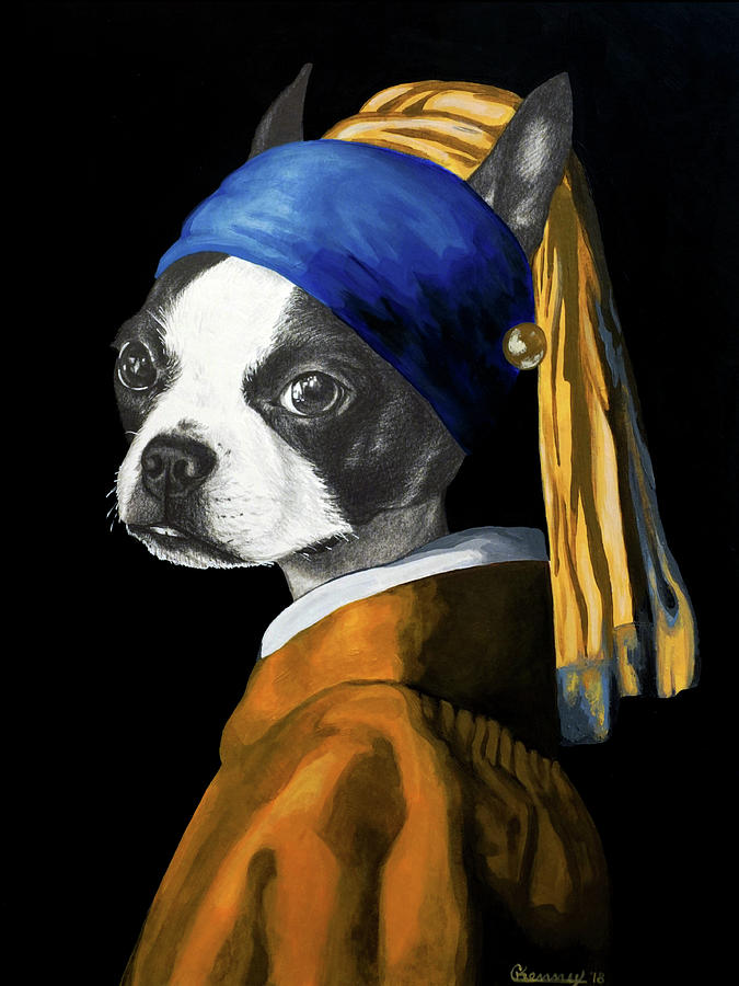 dog in clothes painting