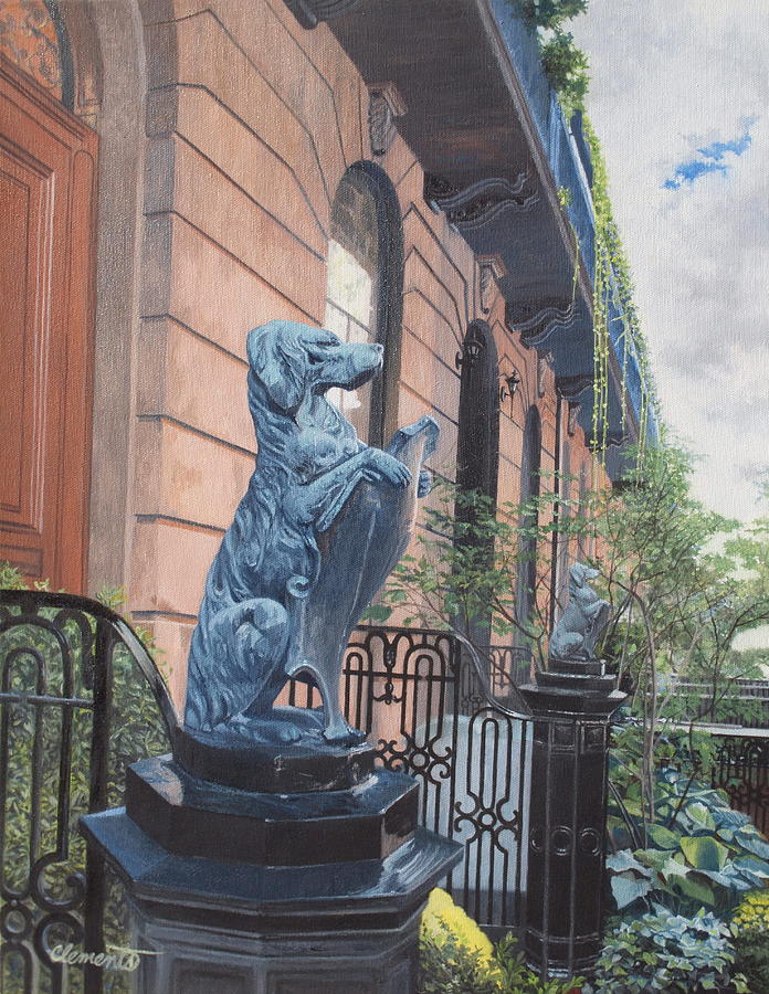 Dog Painting - The dogs on West Tenth Street, New York, NY  by Barbara Barber