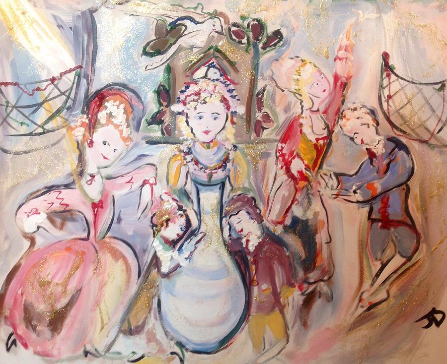 The dolls decorate the toy factory  Painting by Judith Desrosiers