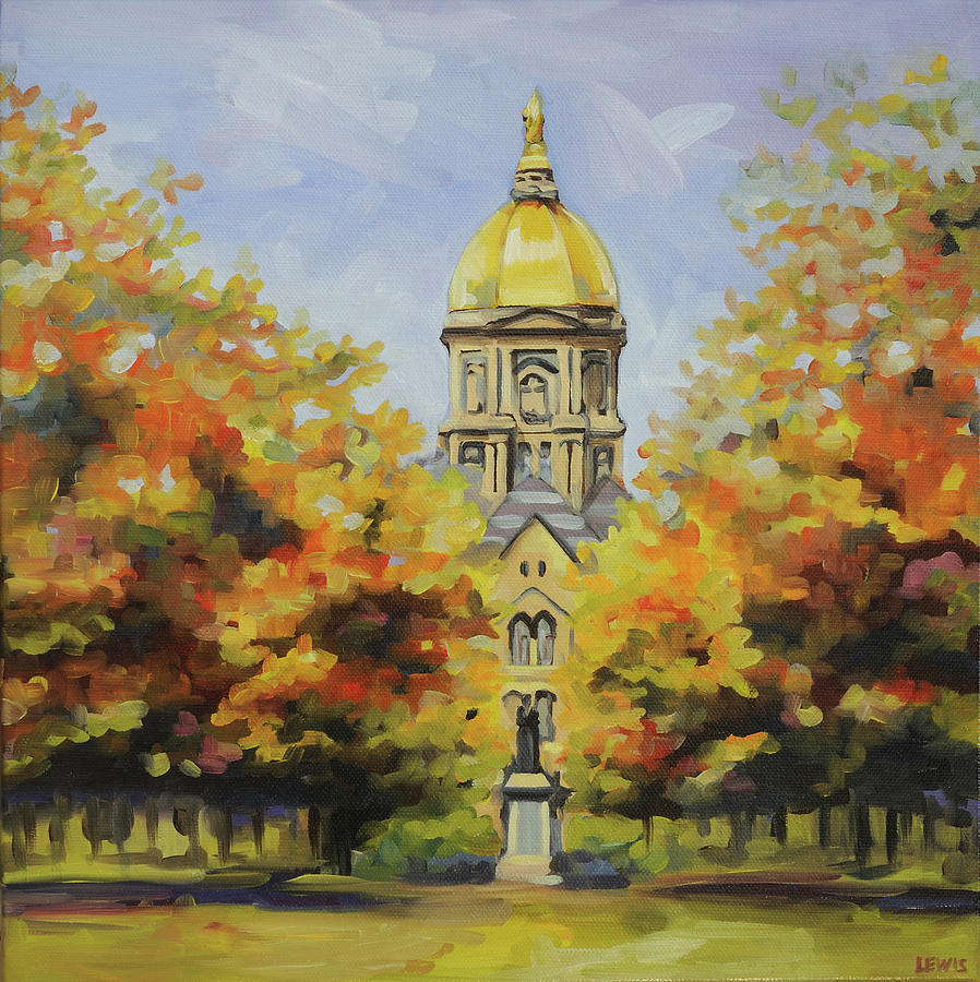 Notre Dame Painting - The Dome in Autumn by Anne Lewis