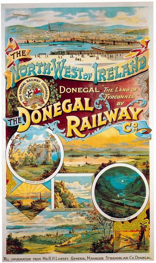 Vintage Mixed Media - The Donegal Railway - North West of Ireland - Retro travel Poster - Vintage Poster by Studio Grafiikka