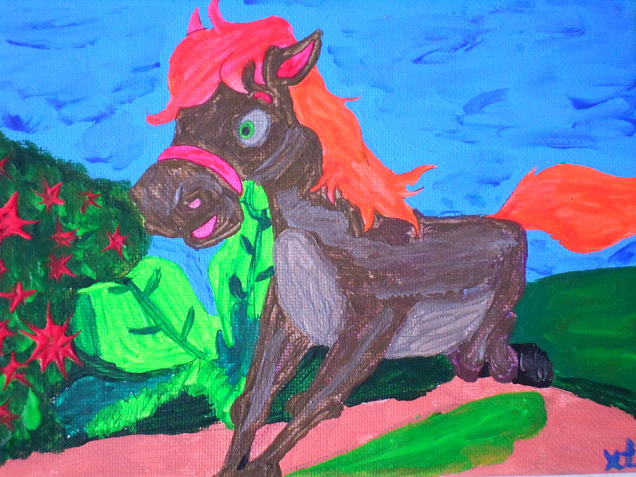 The Donkey Flies Painting by Tania Stefania Katzouraki