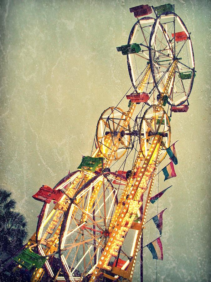 Flag Photograph - The Double Ferris Wheel by Melanie Snipes