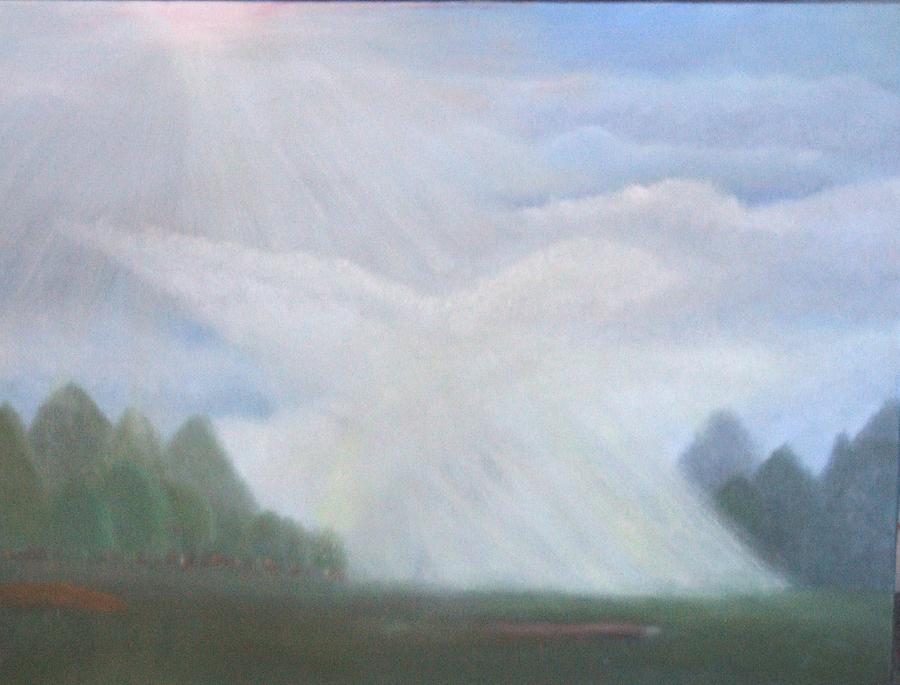 Doves Painting - The Dove Cloud by Rana Adamchick Doves Painting - The Dove Cloud by Rana Adamchick
