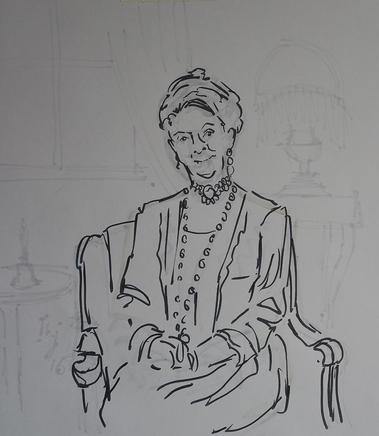 The Dowager Countess in her Drawing Room at Dowton Abbey Drawing by Mike Jory