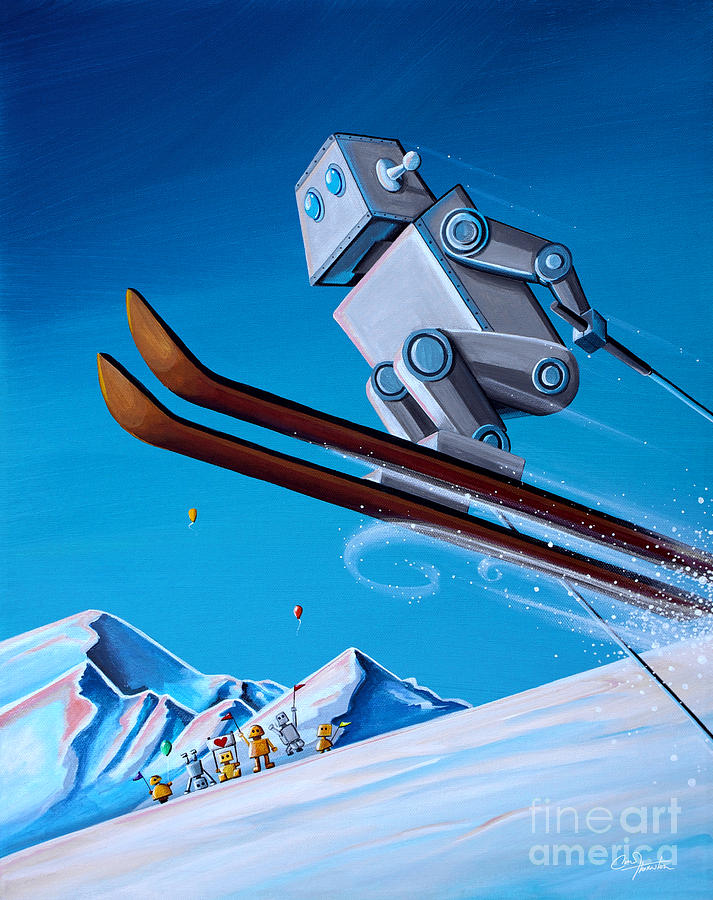 The Downhill Race Painting by Cindy Thornton