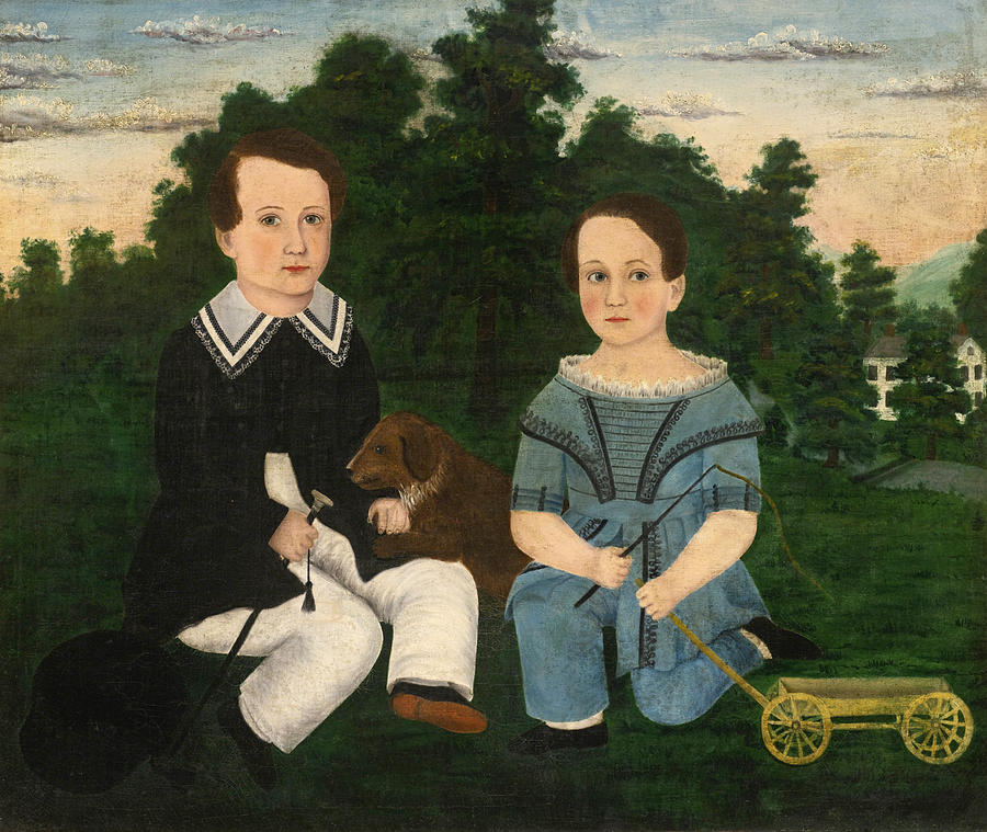 The Downs Children from Cannonsville, New York, 1843 Painting by Susan Catherine Water