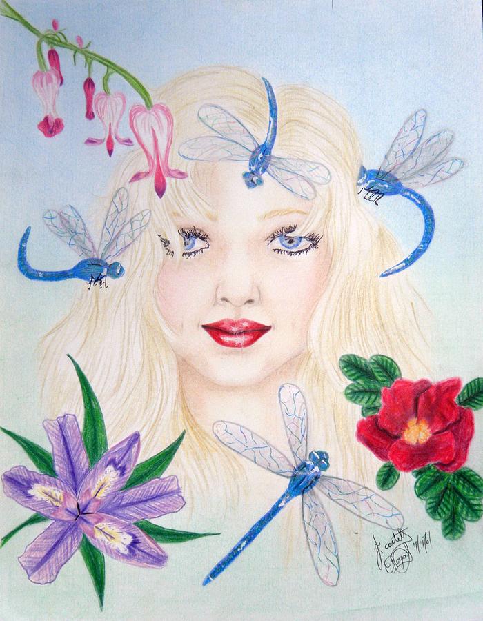 The Dragonfly Girl Drawing by Scarlett Royale