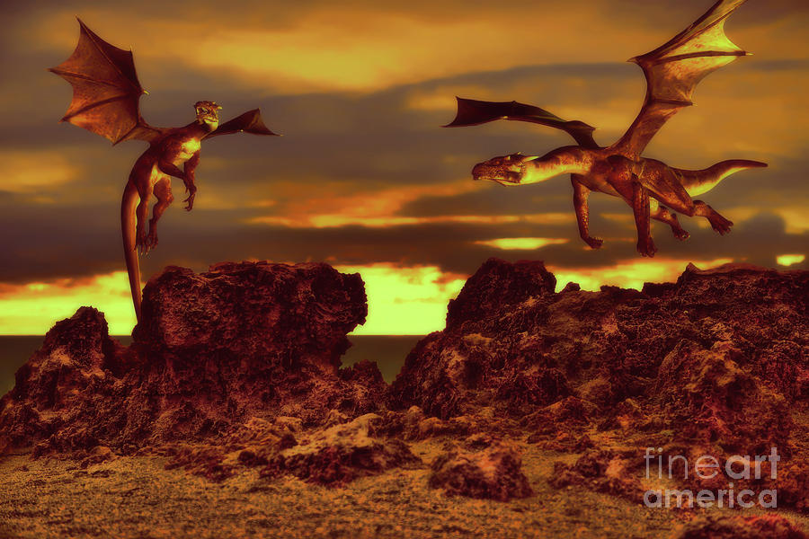 The Dragons Mixed Media by Olga Hamilton