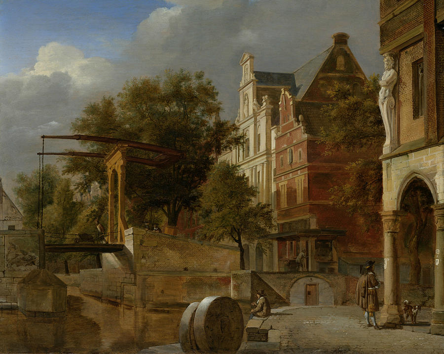 Jan Van Der Heyden Painting - The Drawbridge by Jan van der Heyden