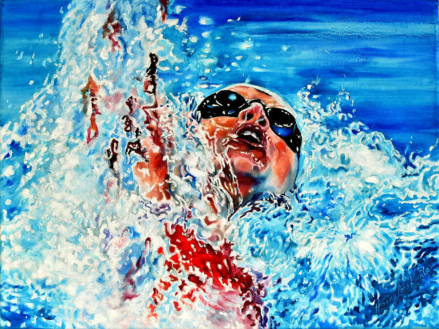 Swimmer Painting - The Dream Becomes Reality by Hanne Lore Koehler