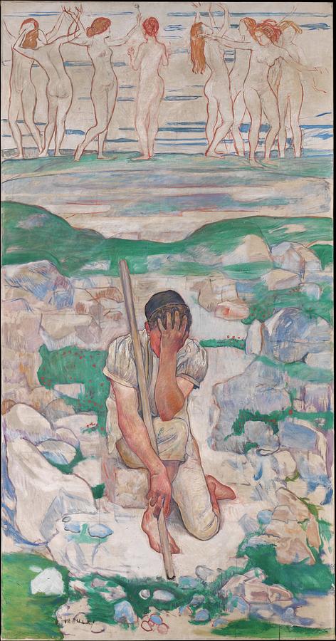 The Dream of the Shepherd Der Traum des Hirten Painting by Ferdinand Hodler