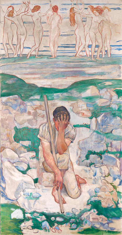 The Dream of the Shepherd Painting by Ferdinand Hodler