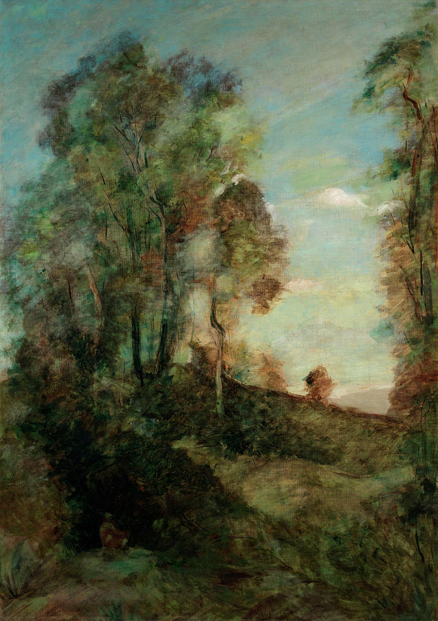 Tree Painting - The dreamer in the clearing by Jean-Baptiste-Camille Corot
