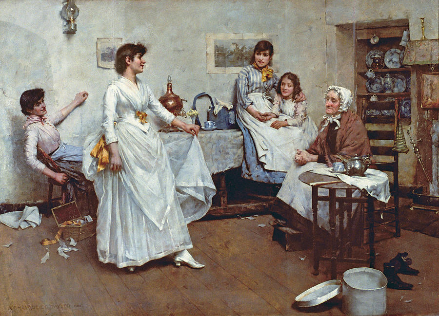 Lace Painting - The Dress Rehearsal by Albert Chevallier Tayler 