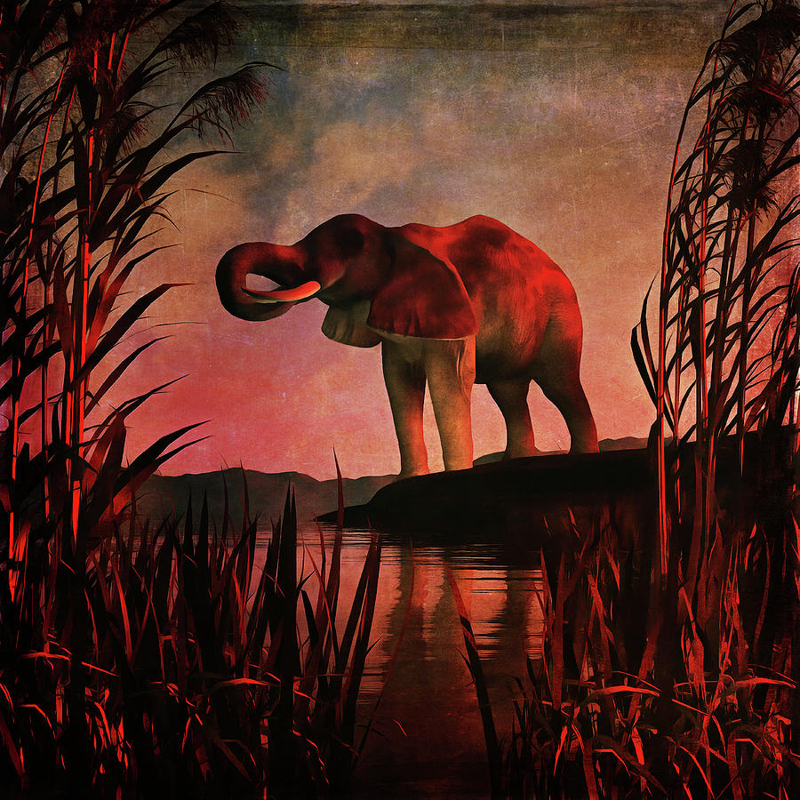The drinking elephant Painting by Jan Keteleer