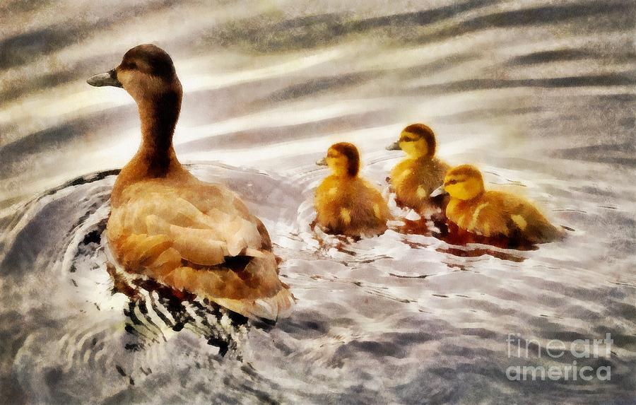 Nature Painting - The Duck Family by John Springfield by Esoterica Art Agency