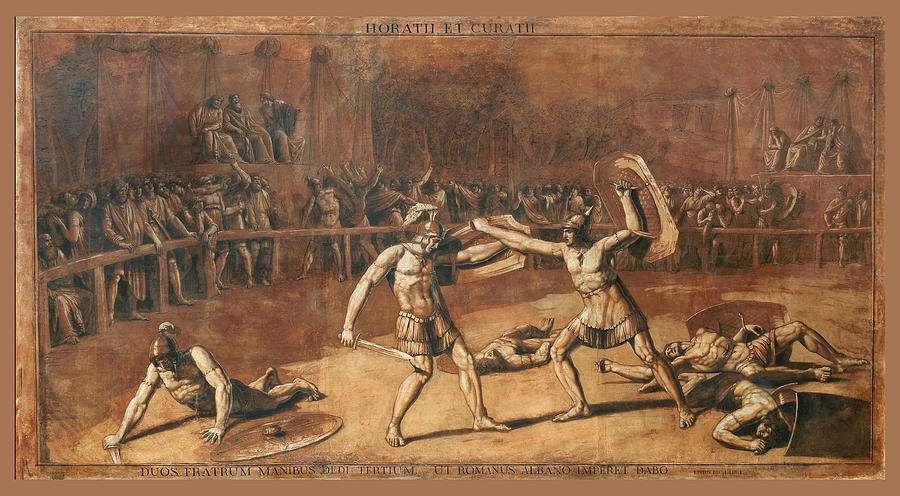The Duel between the Horatii and the Curiatii Drawing by Luigi Ademollo