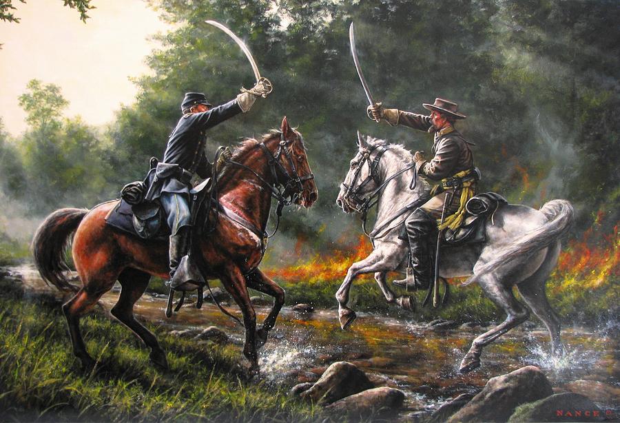 Horse Painting - The Duel by Dan  Nance