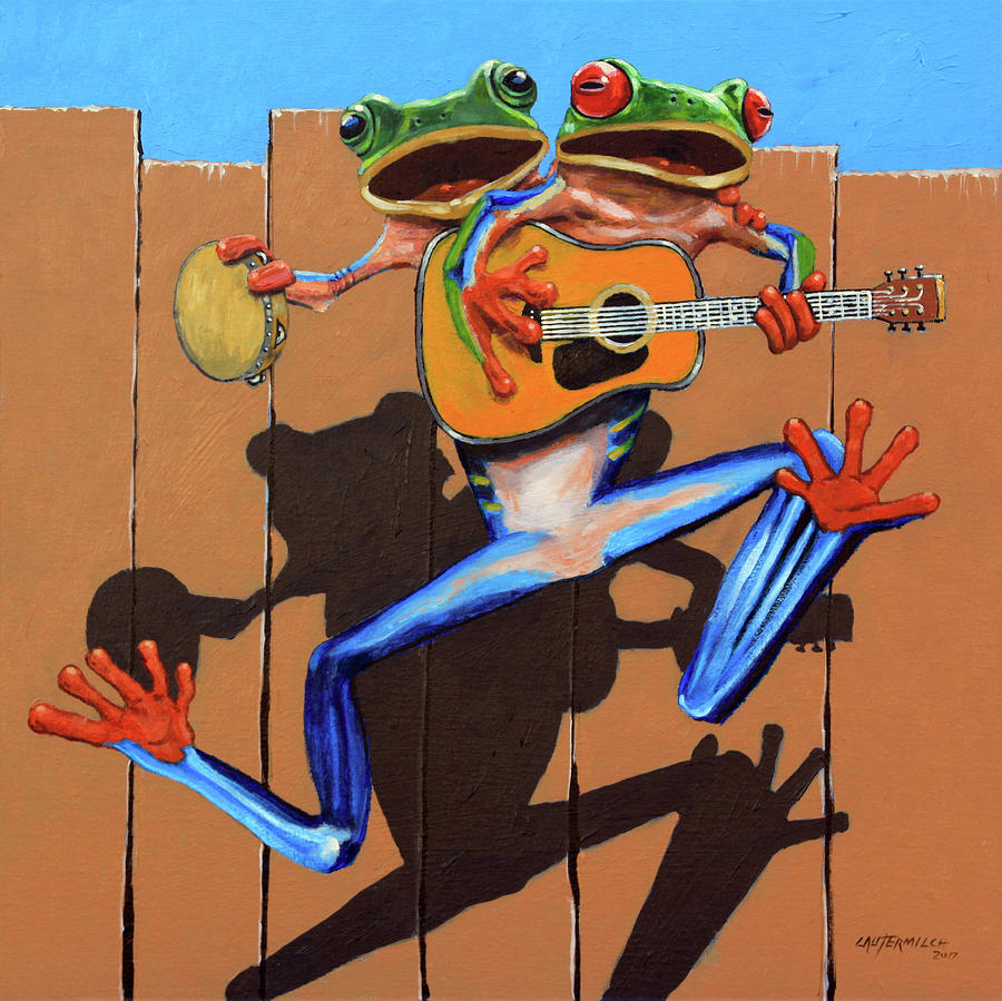 Frog Painting - The Duet by John Lautermilch