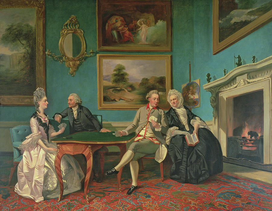 The Dutton Family In The Drawing Room Of Sherborne Park Gloucestershire Painting By Johann Zoffany