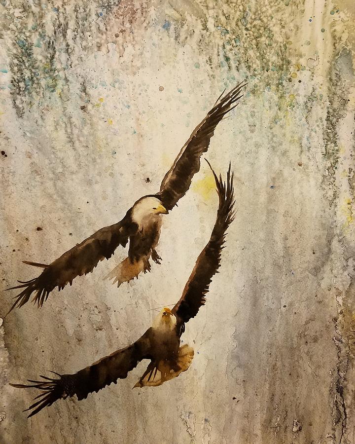 The eagles and waterfall  Painting by Han in Huang wong