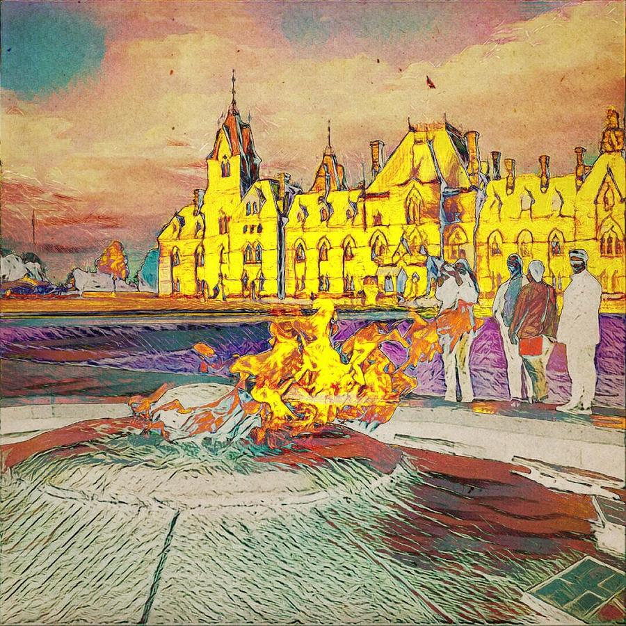 The East Block and the Centennial Flame Digital Art by Julius Reque