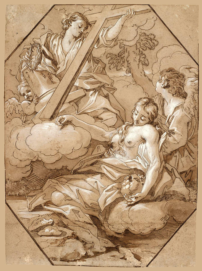 The Ecstasy of St Mary Magdalene Drawing by Benedetto Luti