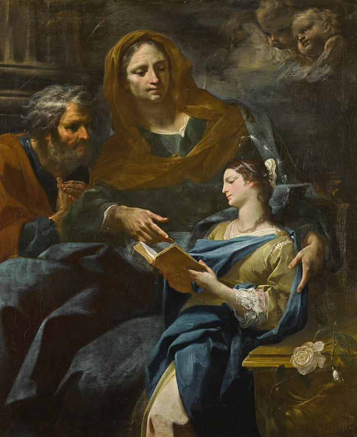 The Education of the Virgin Painting by Circle of Corrado Giaquinto