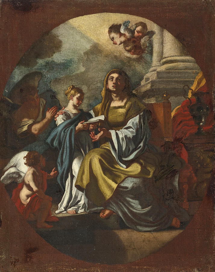 The Education of the Virgin Painting by Studio of Francesco Solimena