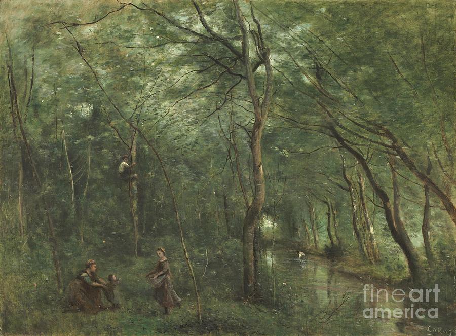 The Eel Gatherers Painting by Jean-baptiste-camille Corot