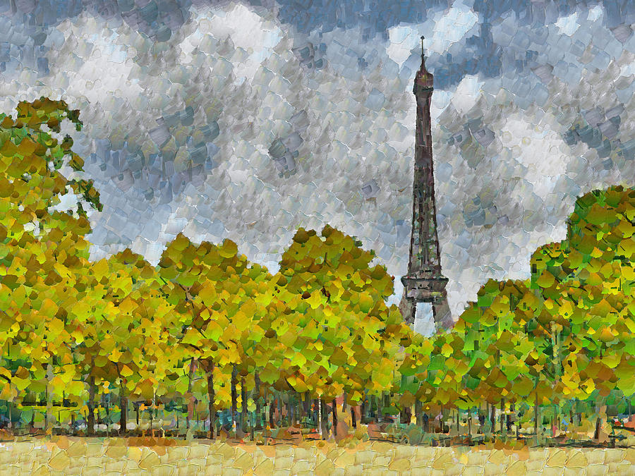 The Eiffel Tower Viewed From Place Jacques Rueff Digital Art by Digital Photographic Arts