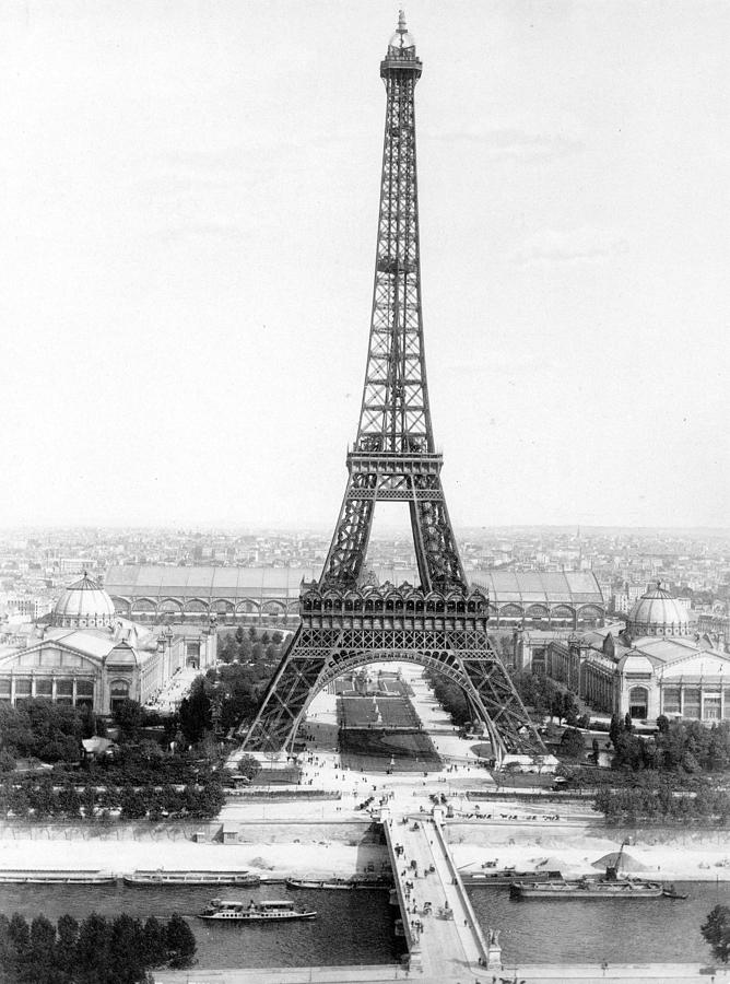 Eiffel Tower Photograph - The Eiffel Tower with a view of Paris by French School