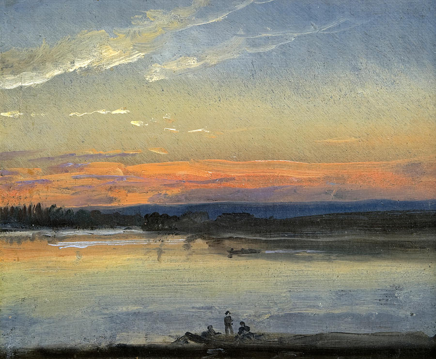 Johan Christian Dahl Painting - The Elbe in Evening Light by Johan Christian Dahl