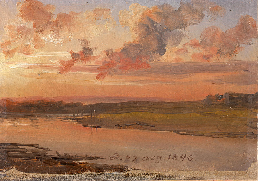 The Elbe in the Evening  Painting by Johan Christian Dahl